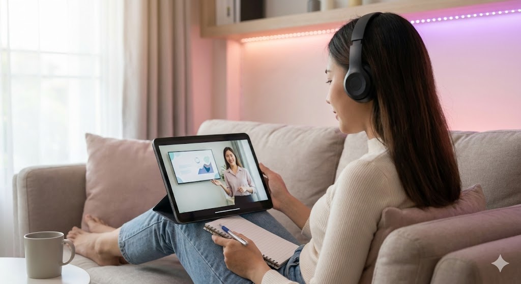 Pessoa assistindo a uma aula online
